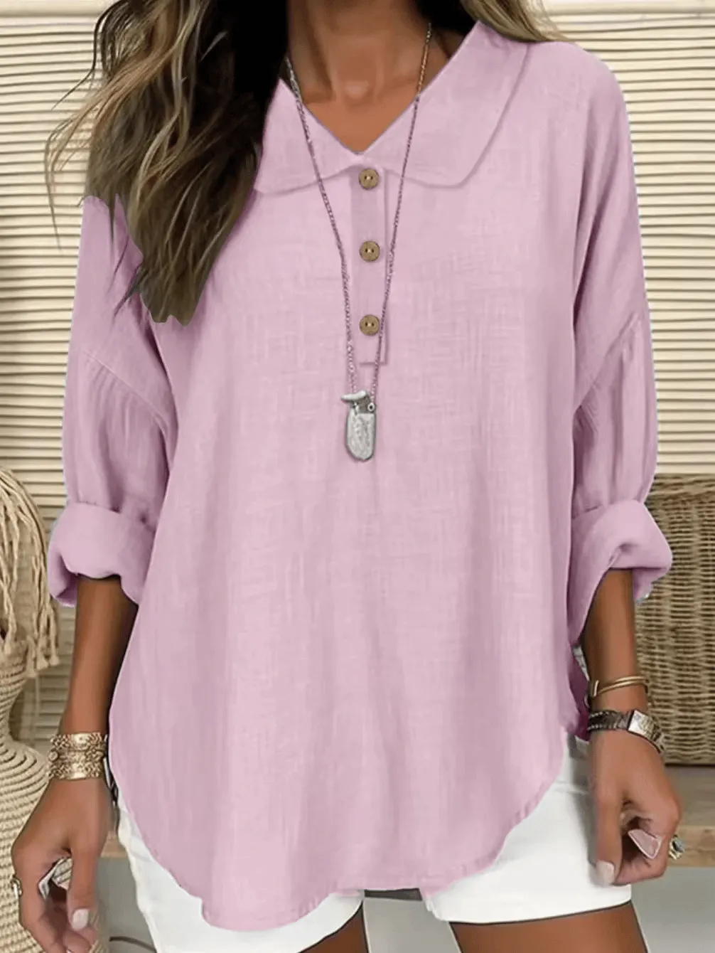 Women's Casual Lapel Button Long Sleeve Shirt