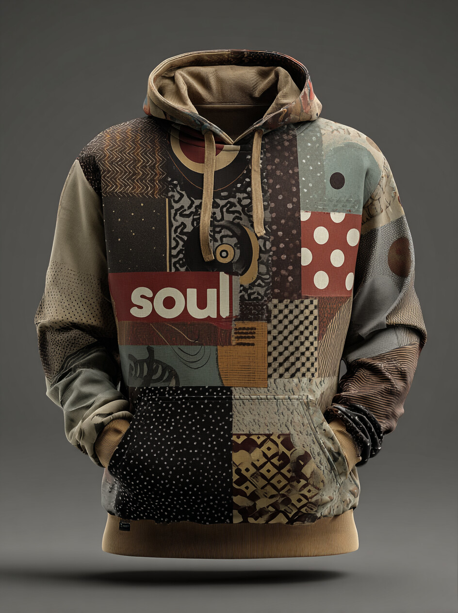 Men's Soul Music Art Print Pocket Hoodie