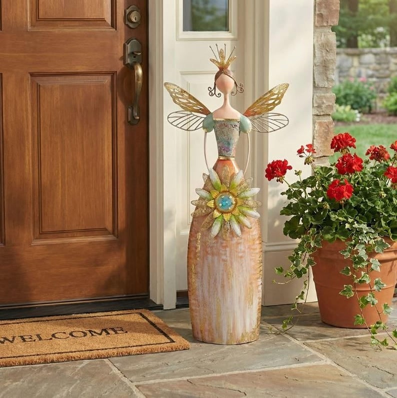 Whimsical Fairy Garden Metal Statues – Enchanted Angel Decor