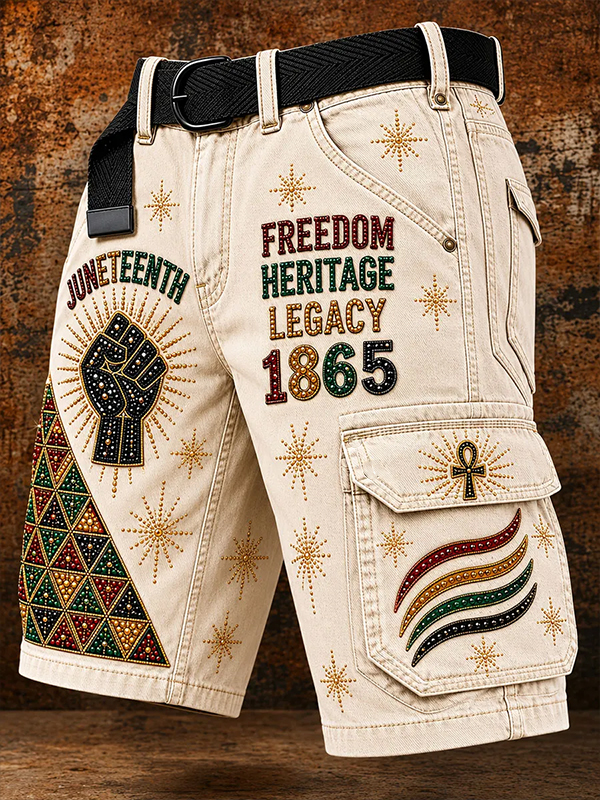 Men's 1865 Juneteenth Freedom Heritage Legacy Art Print Casual Shorts