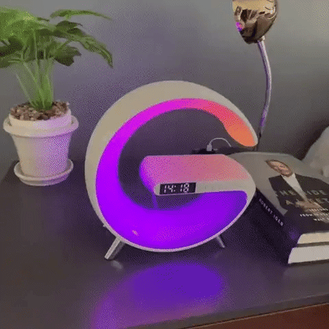 Multifunctional Bluetooth Speaker-Colorful Atmosphere Light Wireless Charging and Clock All-in-one Machine