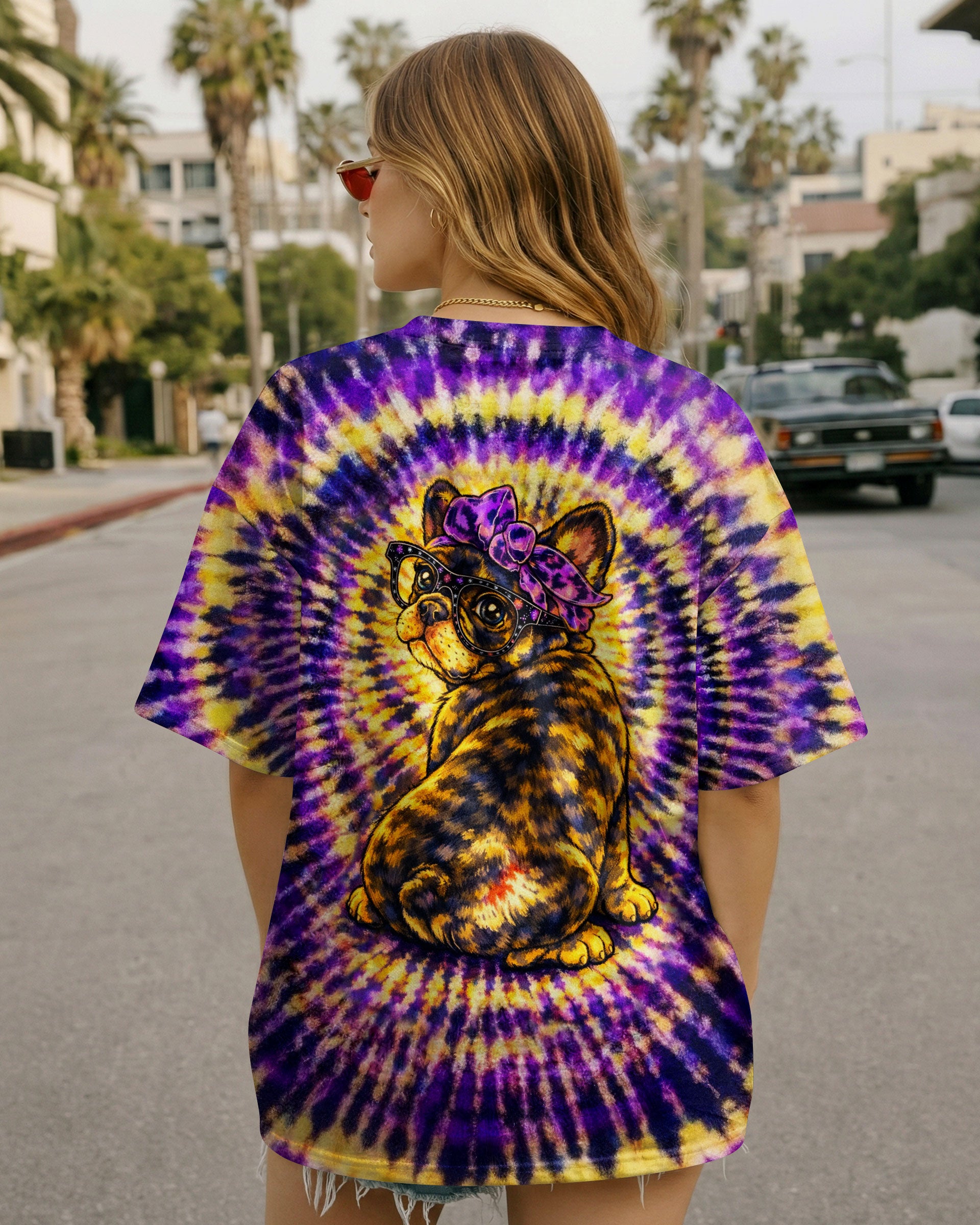 FRENCH BULLDOG PURPLE & YELLOW SWIRL ALL OVER PRINT - TLTW1103263