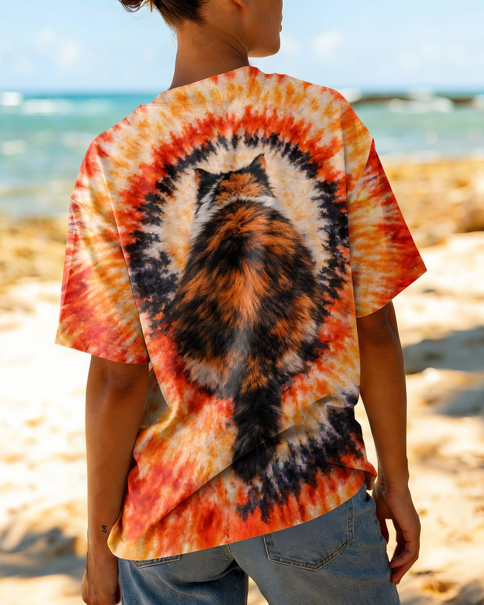 CALICO CAT ORANGE SWIRL ALL OVER PRINT   - TLNT0903262
