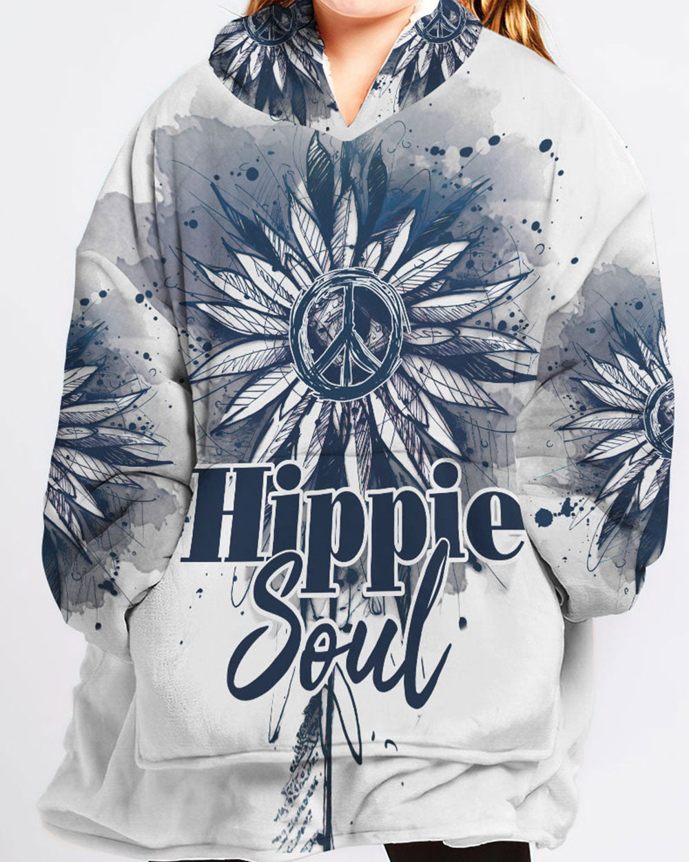 HIPPIE SOUL SUNFLOWER SHERPA BLANKET HOODIE - TY2302233