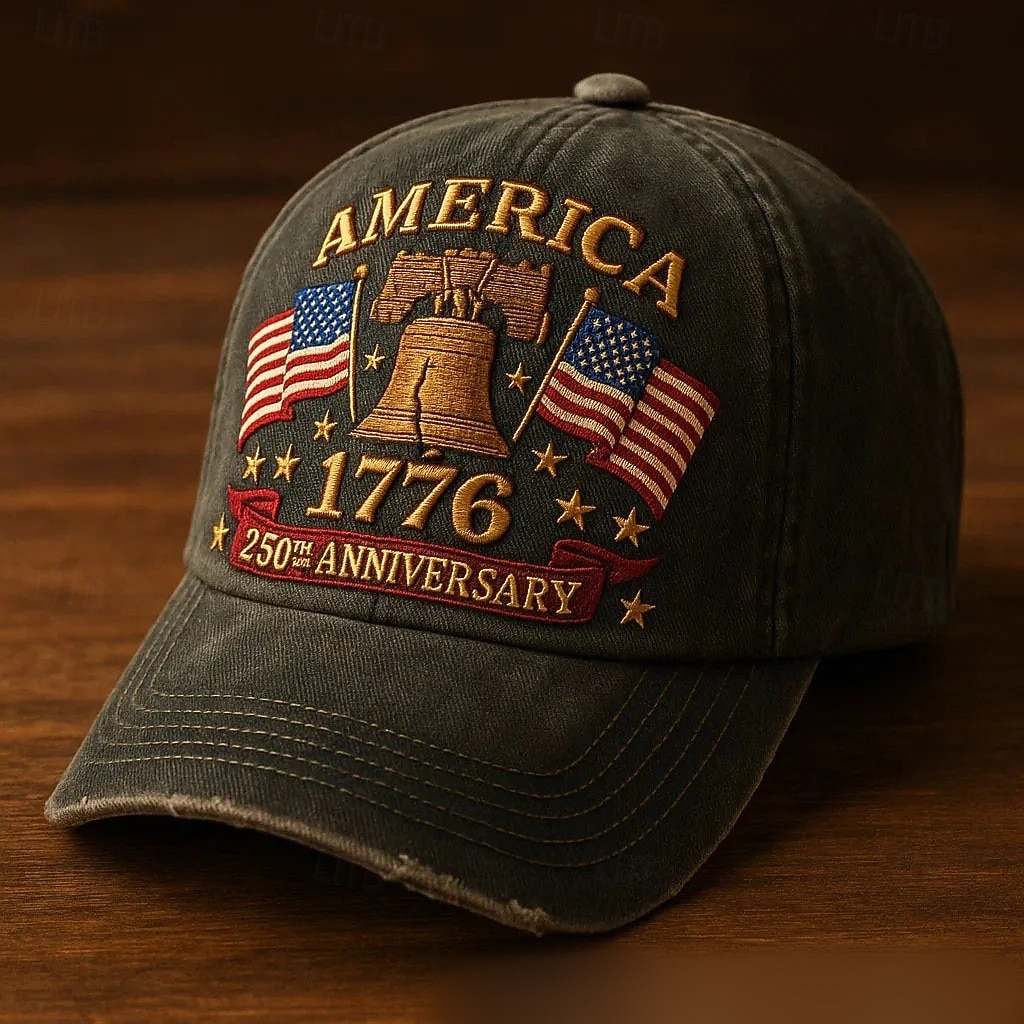 Men's Unisex United States 250th Anniversary Hat Baseball Cap Sun Hat Trucker Hat Black White Polyester / Polyamide Adjustable Patriotic Vacation Sports Daily Outdoor Streetwear Flag Sun Protection