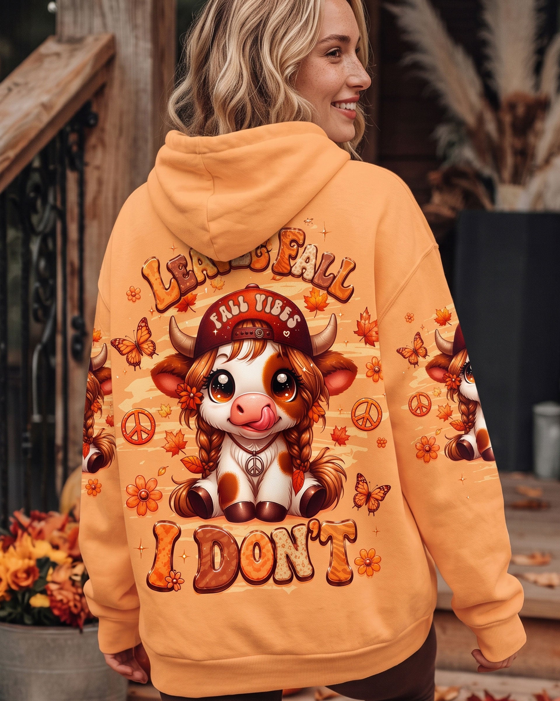 LEAVES FALL I DON'T HIGHLAND COW AUTUMN ALL OVER PRINT - TLTW2707264