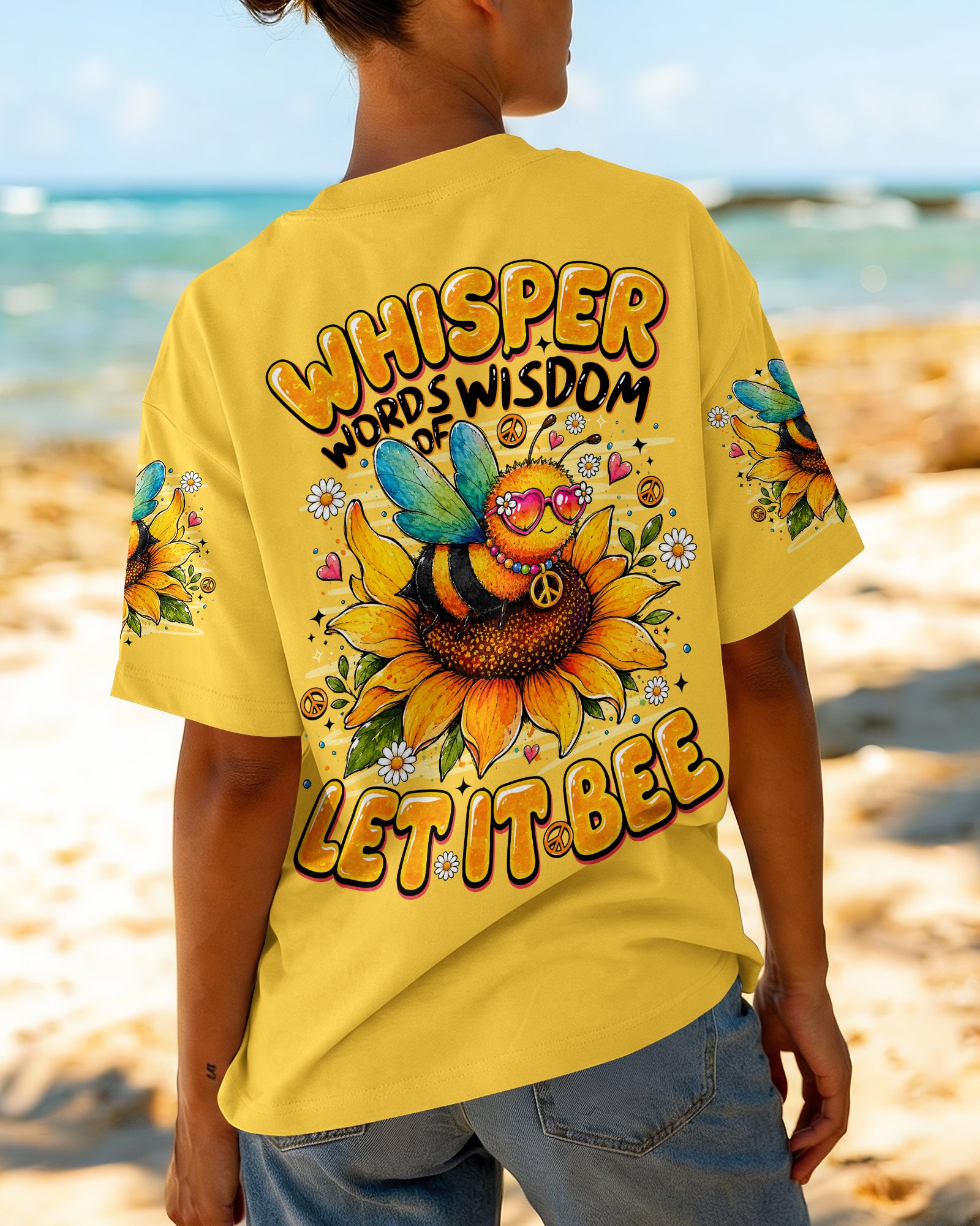 WHISPER WORDS OF WISDOM LET IT BE BEE SUNFLOWER ALL OVER PRINT -  TLNO1407261