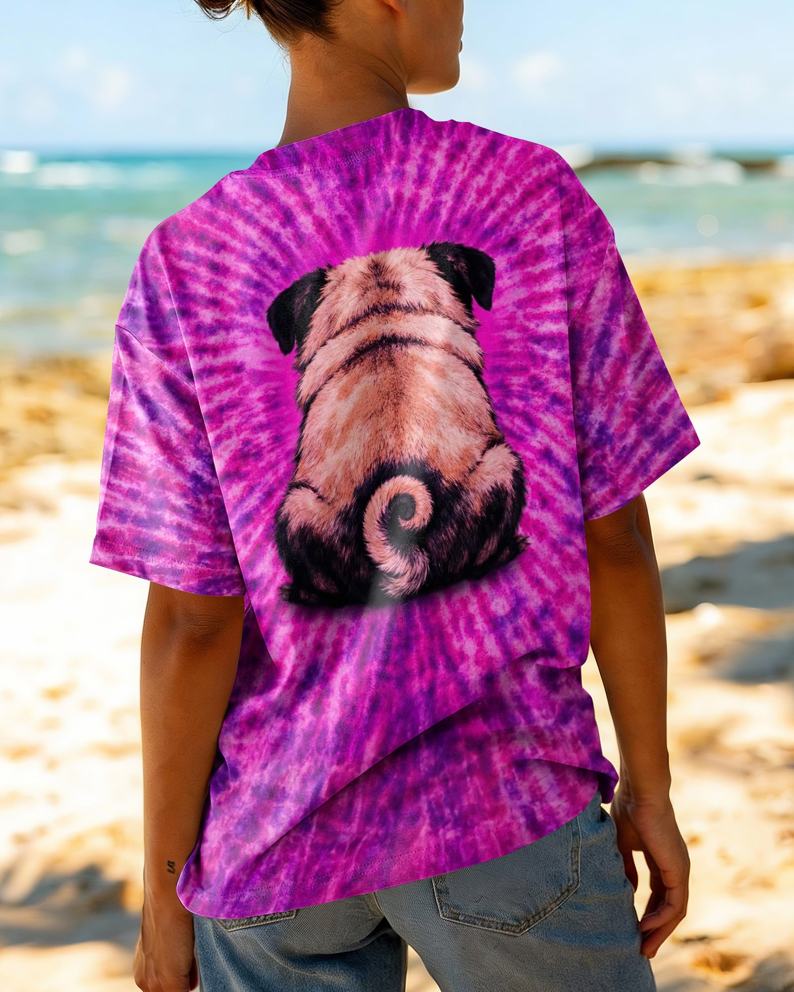 PUG DOG PURPLE & PINK SWIRL ALL OVER PRINT - TLNT2502261