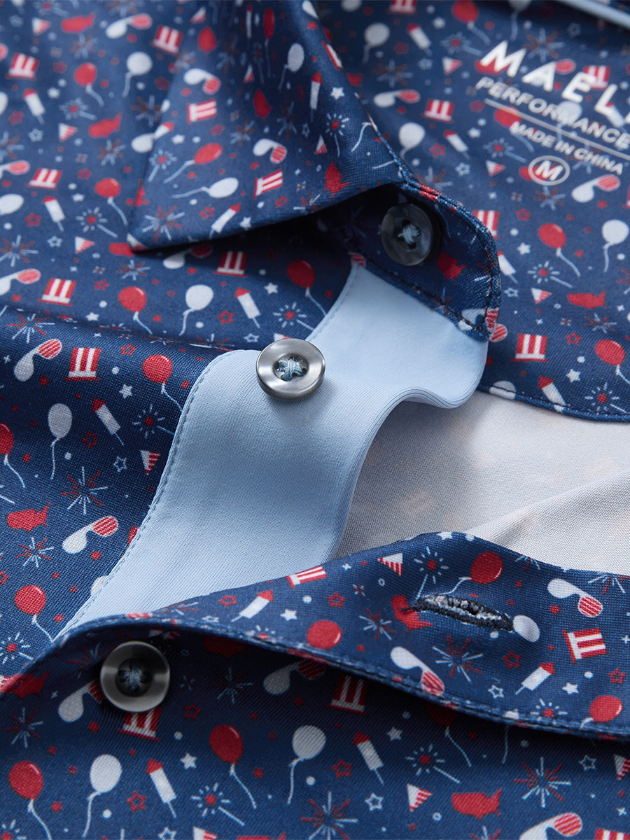 Swing in Style: 4-Way Stretch Performance Printed Golf Polo