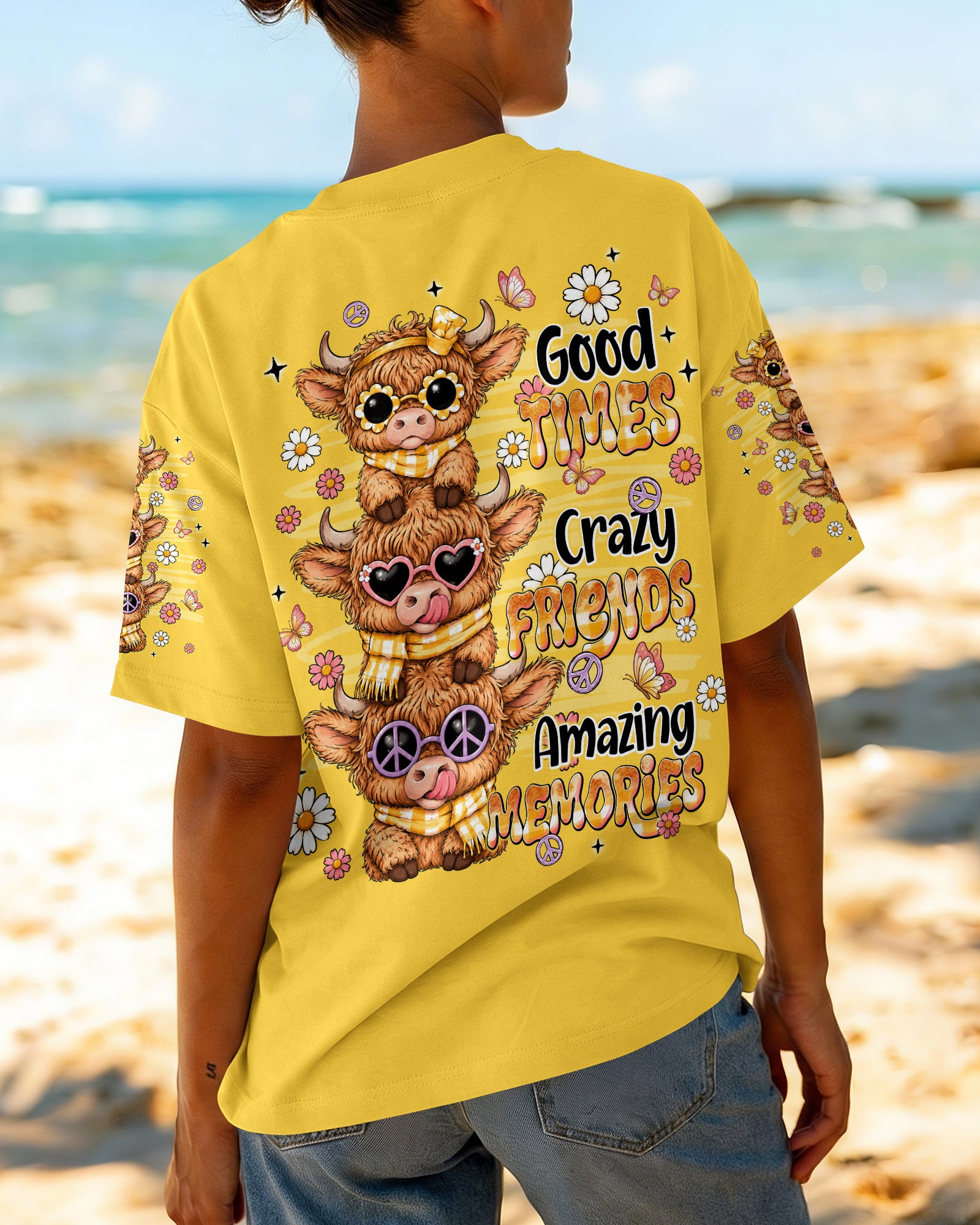 GOOD TIMES CRAZY FRIENDS HIGHLAND COW ALL OVER PRINT - TLNT0707261