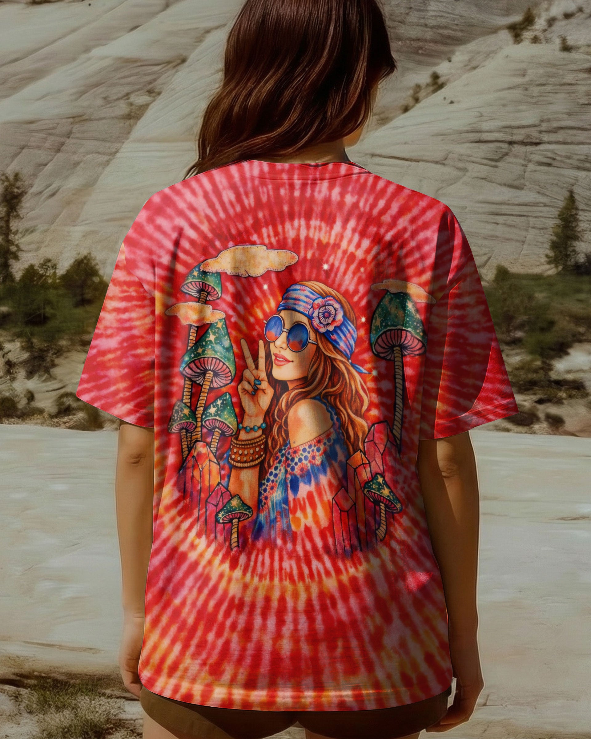 HIPPIE GIRL RED & ORANGE SWIRL ALL OVER PRINT  - TLTW1202262