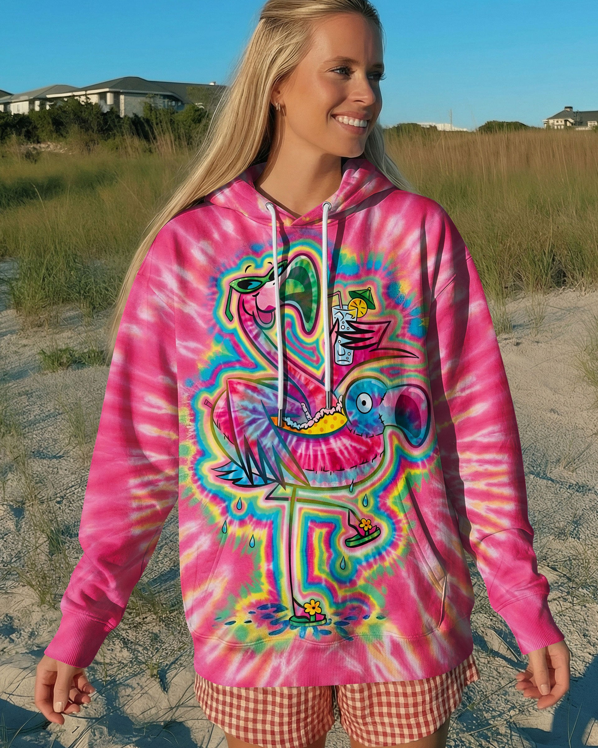 SUMMER FLAMINGO SWIRL ALL OVER PRINT - TLTW2303262