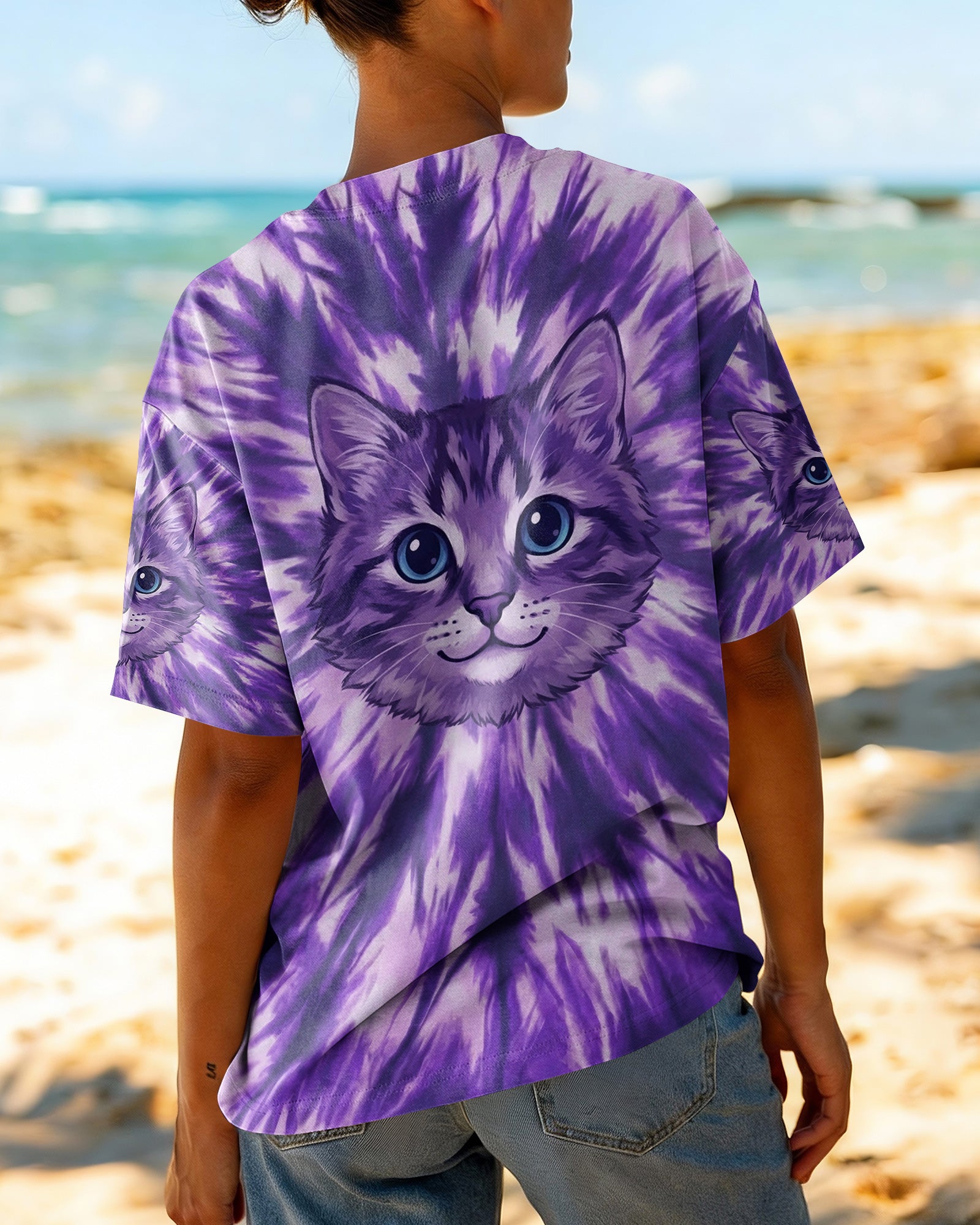 PURPLE AURA CAT ALL OVER PRINT - TYPQ0402262