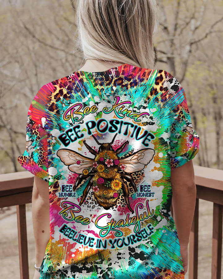 BEE KIND BEE POSITIVE TIE DYE ALL OVER PRINT - TLTW1907234