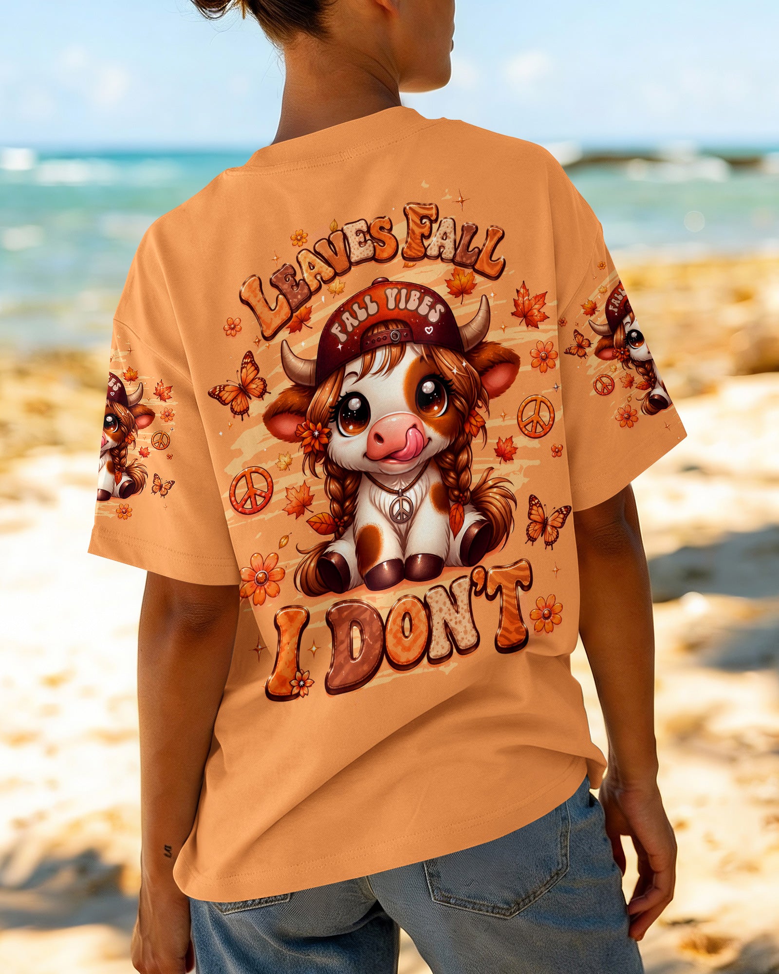 LEAVES FALL I DON'T HIGHLAND COW AUTUMN ALL OVER PRINT - TLTW2707264