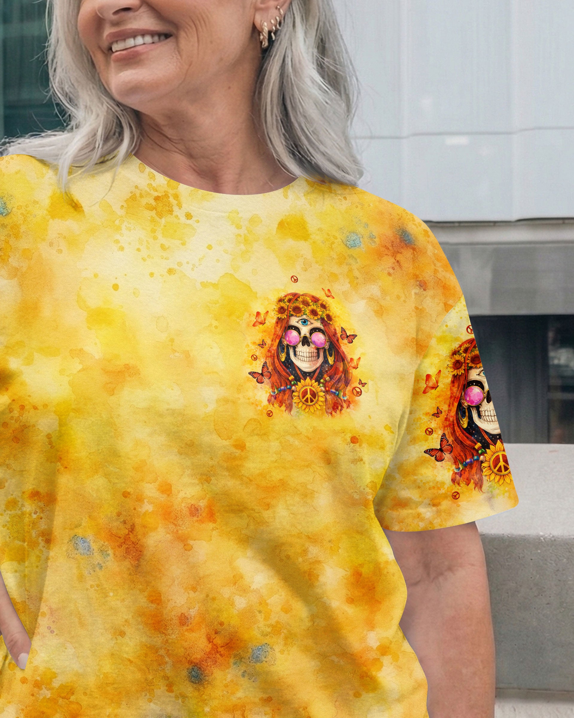 ASSUMING I'M JUST AN OLD LADY SKULL SUNFLOWER ALL OVER PRINT - TLTW1004261