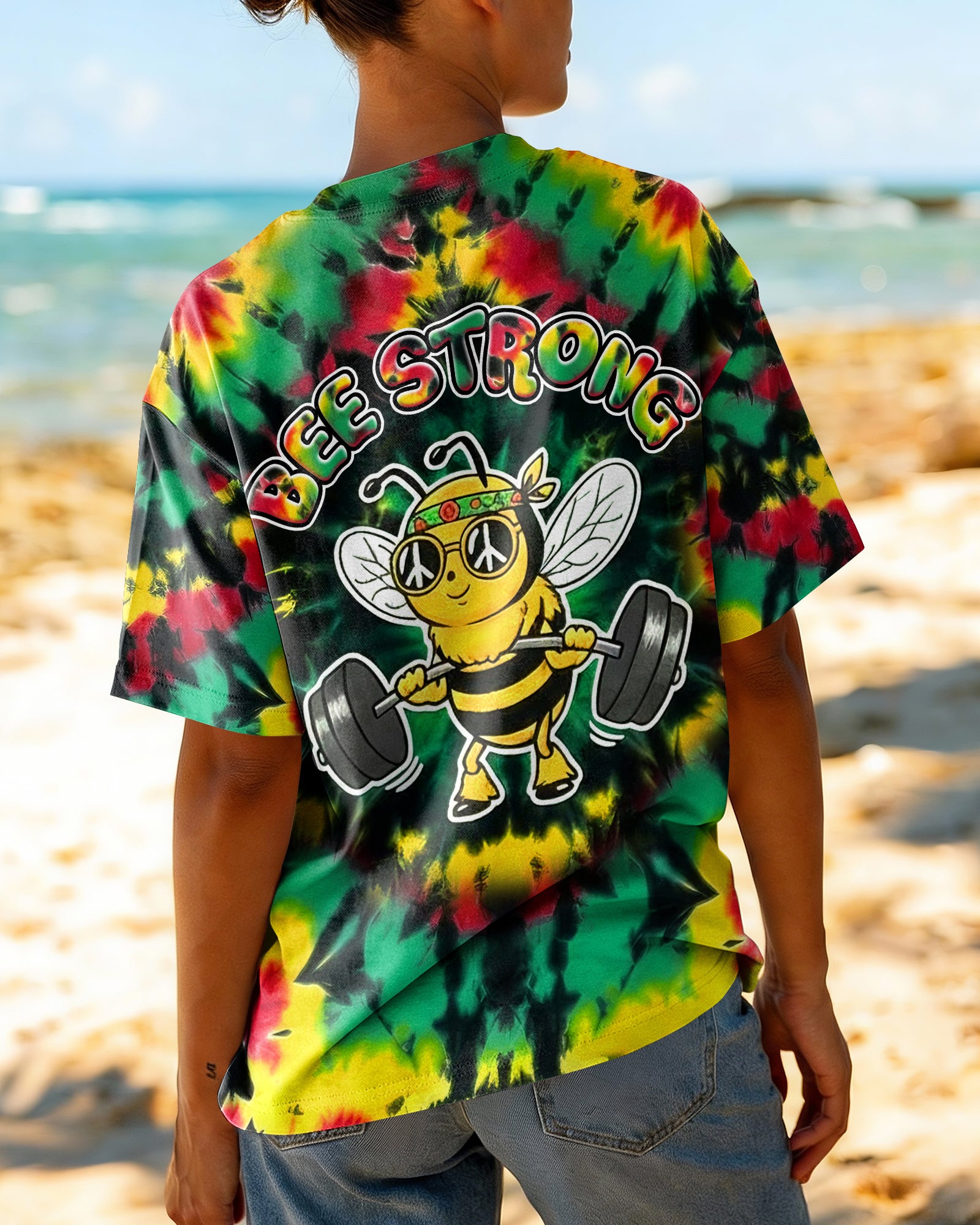 BEE STRONG RAINBOW SWIRL ALL OVER PRINT - YHHG0302261