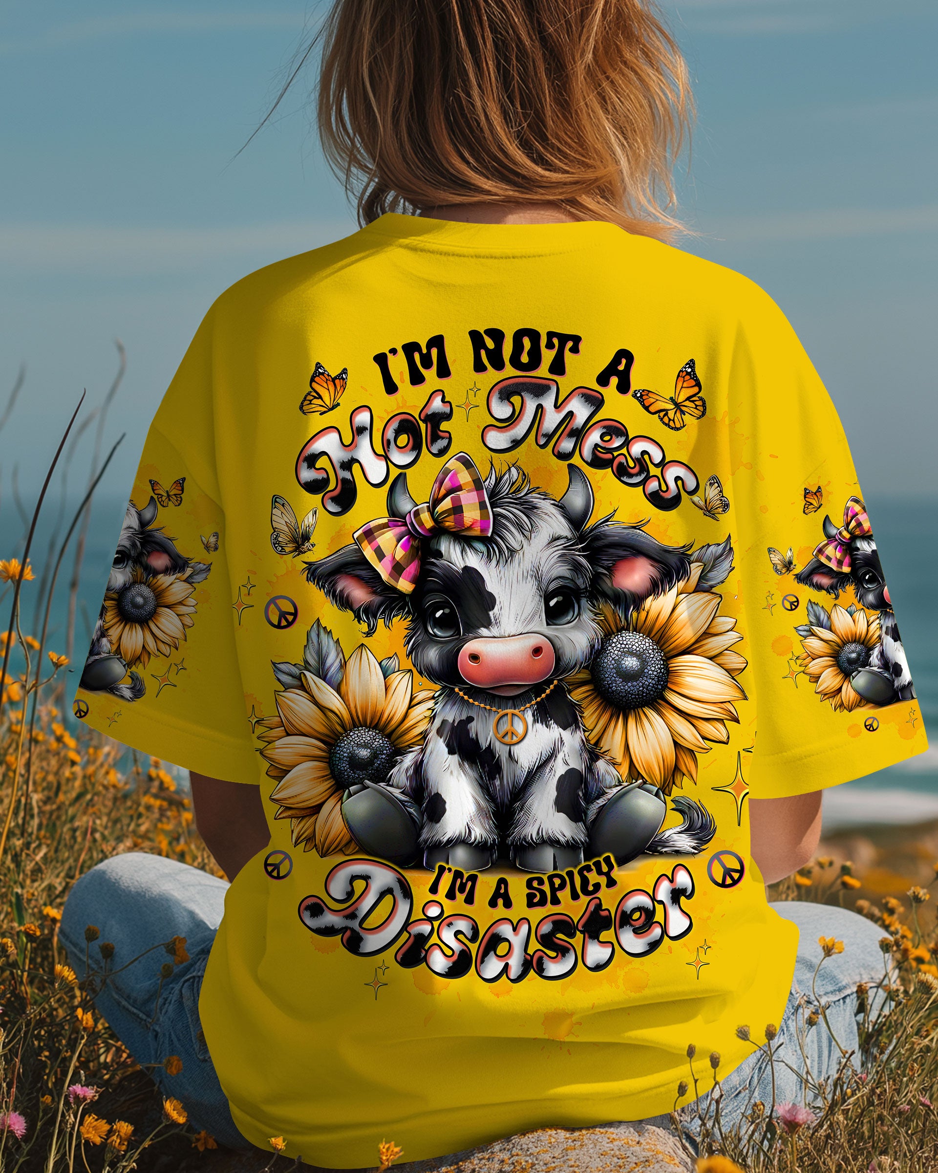 I'M NOT A HOT MESS COW SUNFLOWER ALL OVER PRINT - TLTW3110253