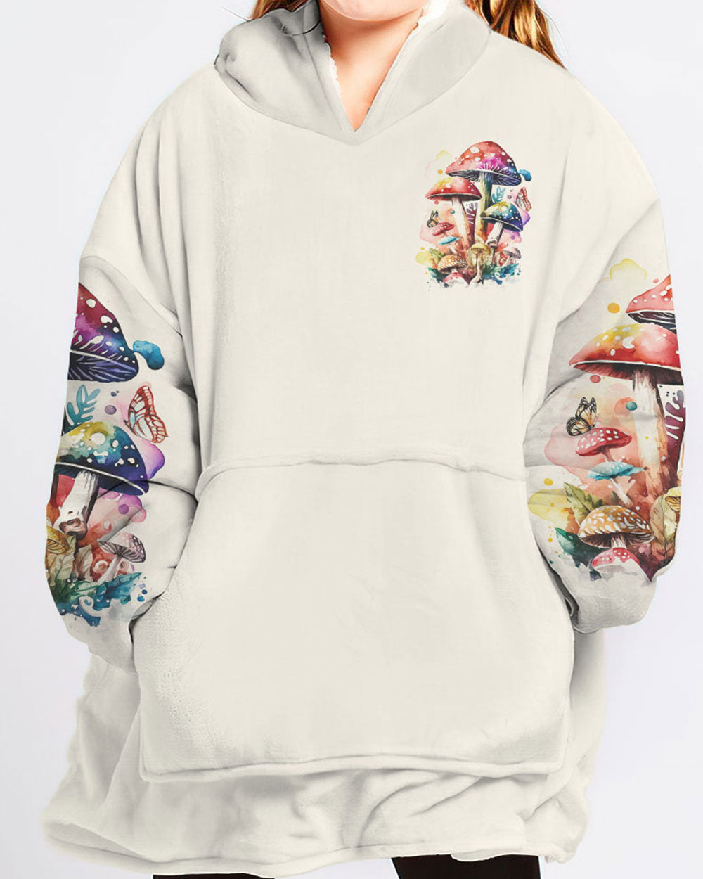 EAT MUSHROOMS SEE THE UNIVERSE SHERPA BLANKET HOODIE - TY2302234