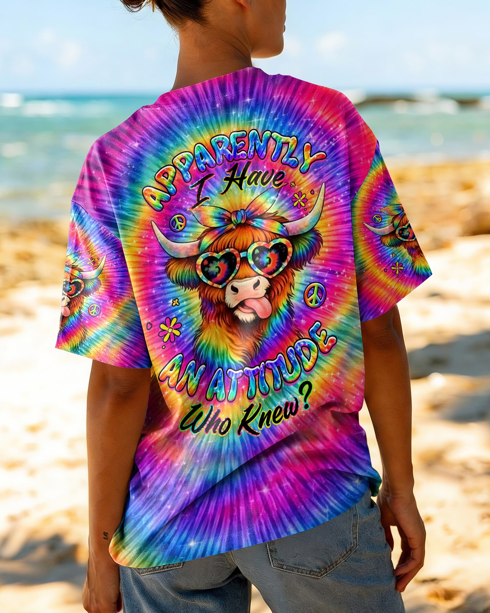 APPARENTLY I HAVE AN ATTITUDE WHO KNEW COW ALL OVER PRINT - YHHG2502262