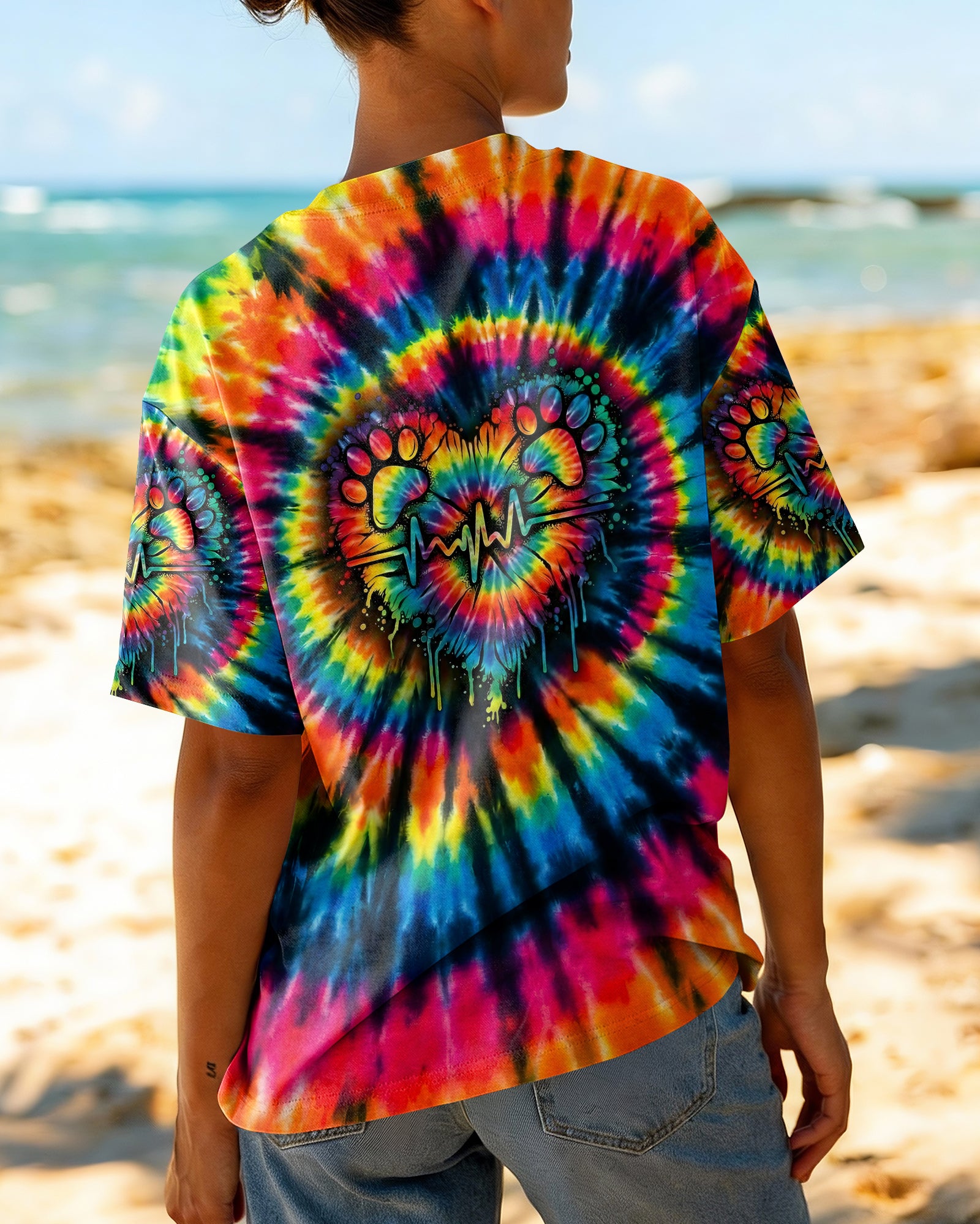 COLORFUL HEARTBEAT PAW ALL OVER PRINT - TYPQ2302262