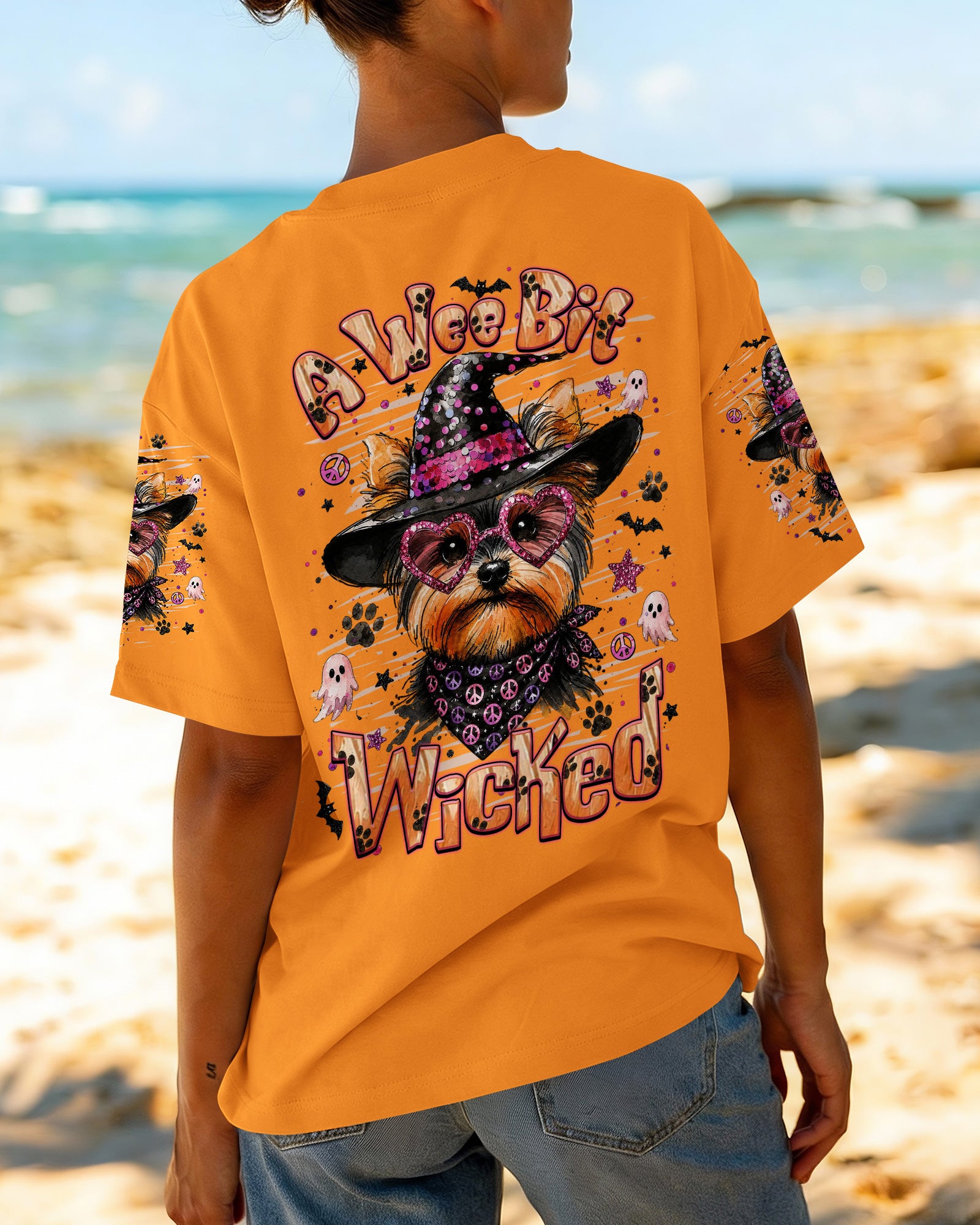 A WEE BIT WICKED YORKIE DOG HALLOWEEN ALL OVER PRINT - TLHN1707262