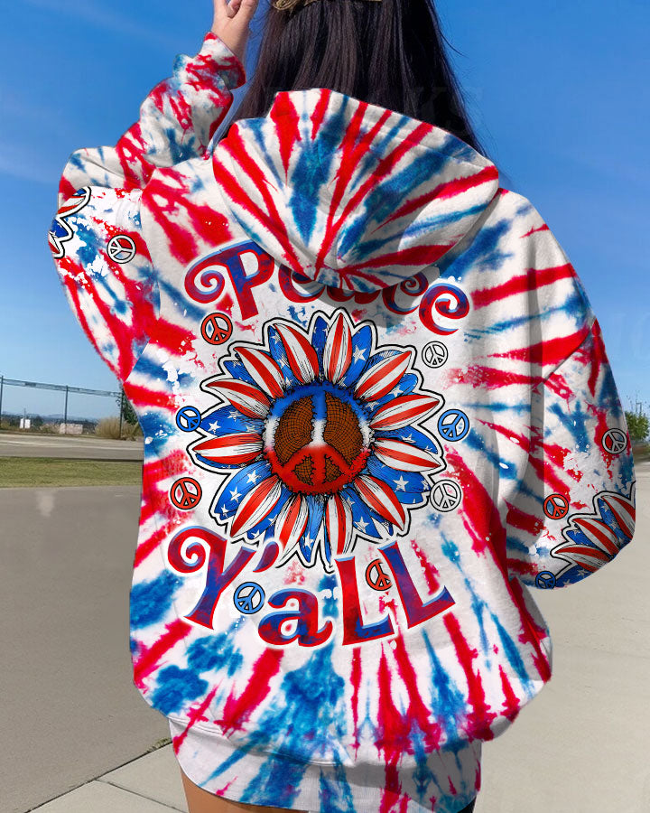 PEACE Y'ALL SUNFLOWER AMERICA TIE DYE ALL OVER PRINT - TLTW1206232