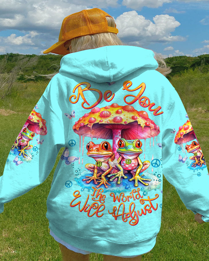 BE YOU THE WORLD WILL ADJUST FROG MUSHROOM ALL OVER PRINT - TLTW1109233
