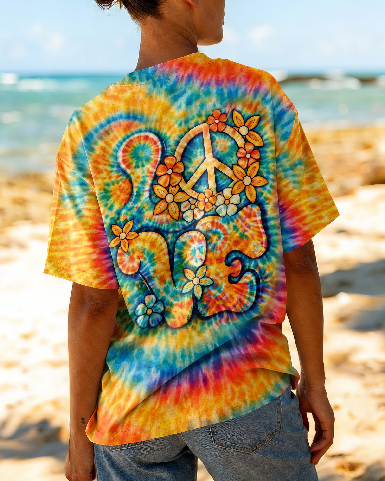 LOVE PEACE SYMBOL SWIRL ALL OVER PRINT - TLHN2303261