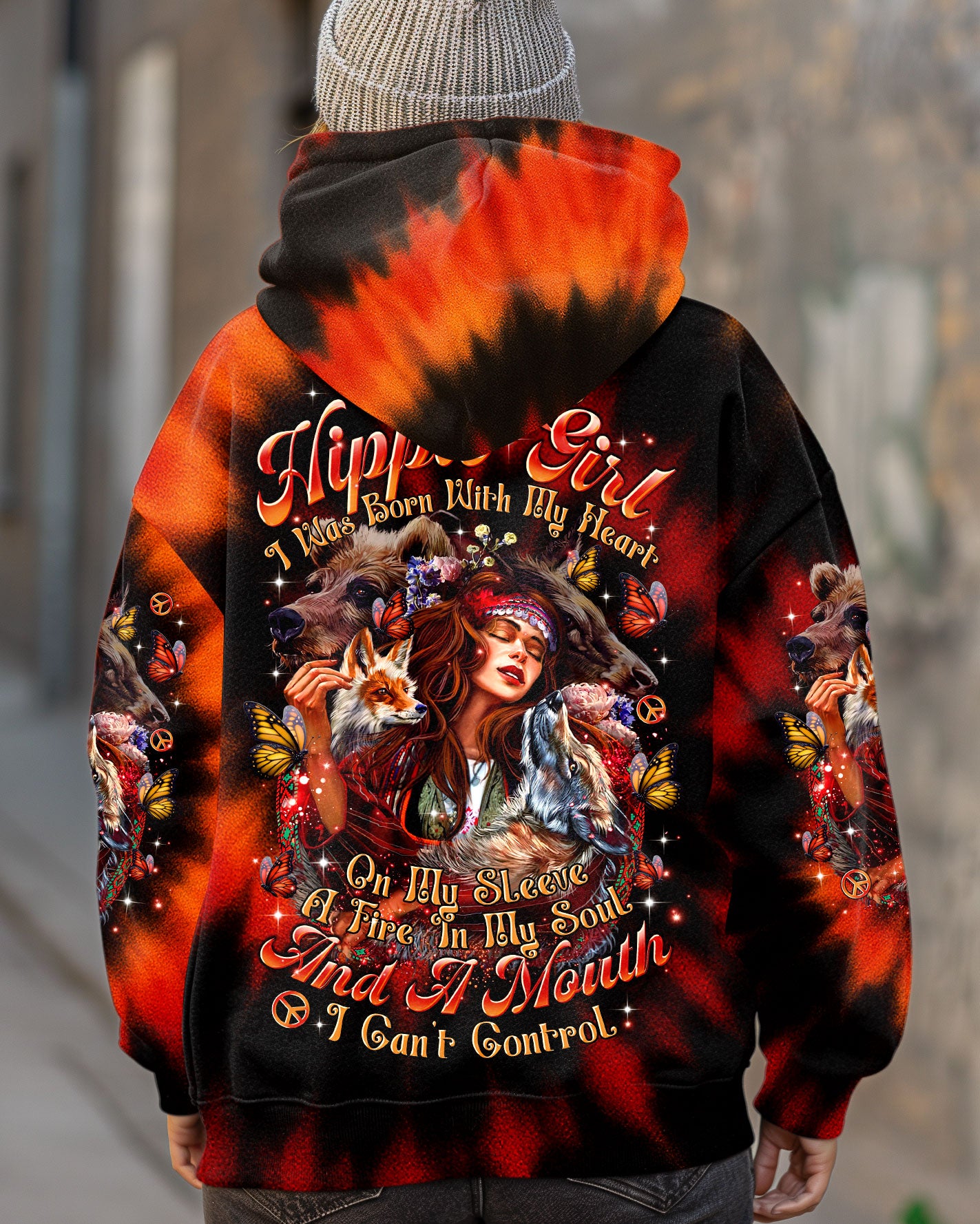 I'M A HIPPIE GIRL WOLF TIE DYE ALL OVER PRINT -  TLTR2306251