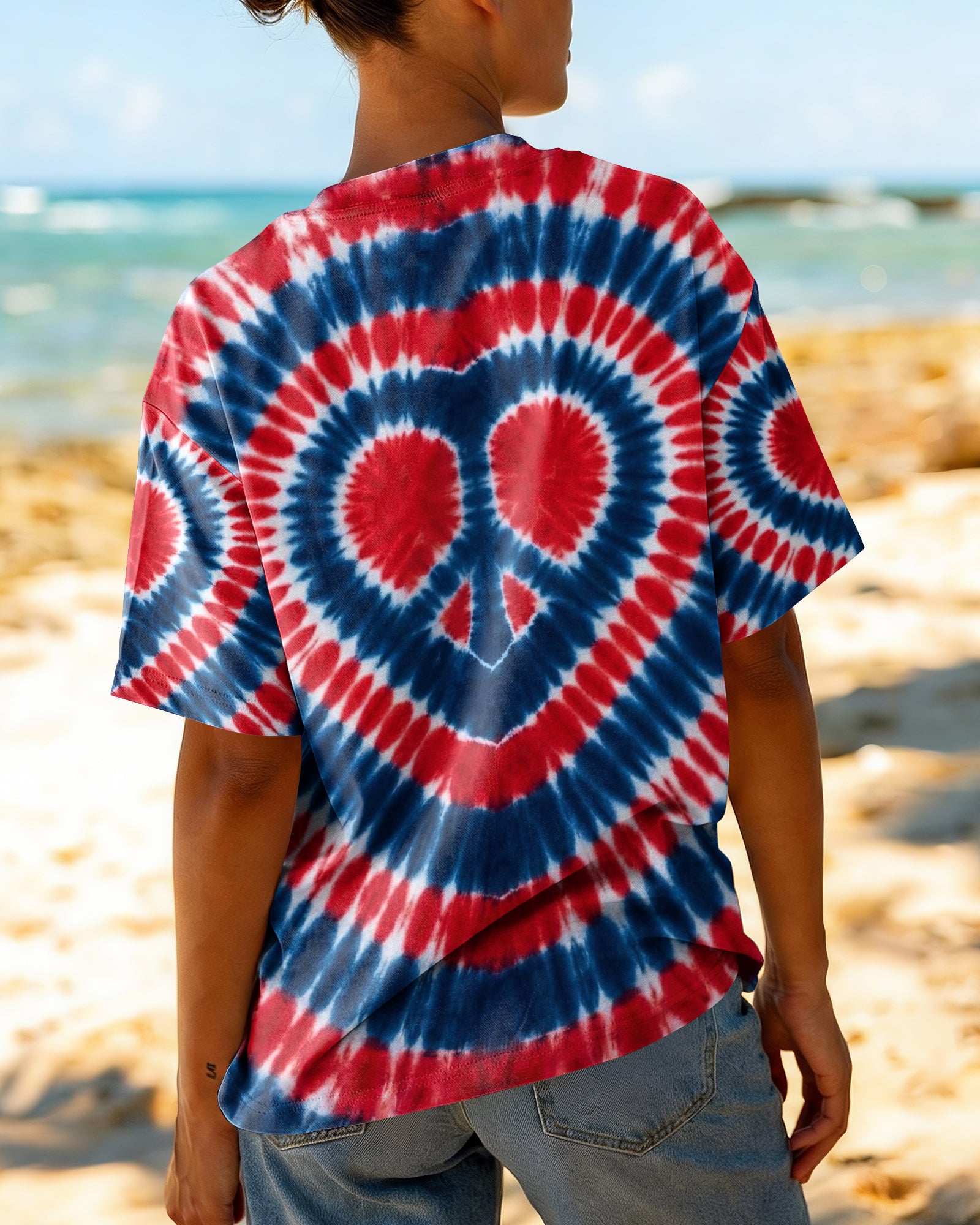 RED WHITE AND BLUE HEART PEACE ALL OVER PRINT - TYPQ1803262