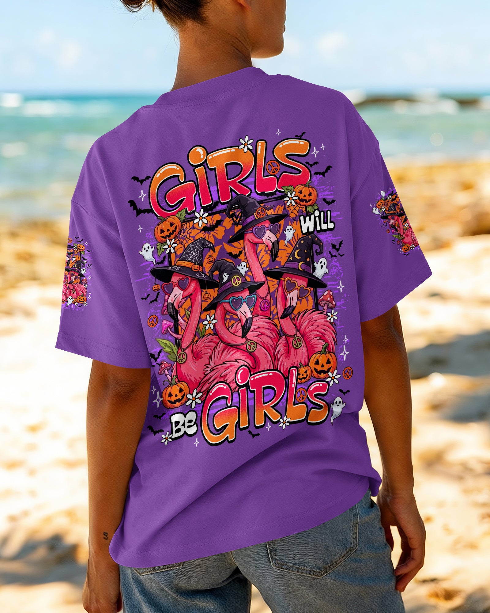 GIRLS WILL BE GIRLS FLAMINGO WITCH HALLOWEEN ALL OVER PRINT - TY1707262