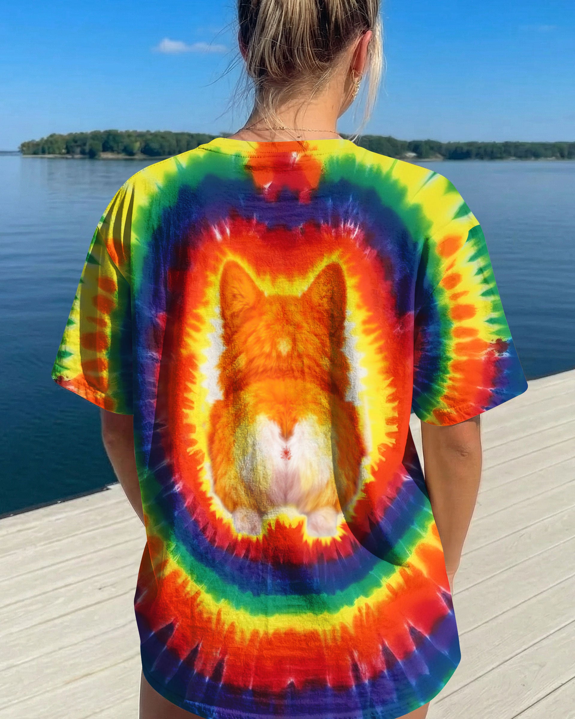 CUTE CORGI COLORFUL SWIRL ALL OVER PRINT   - TLTW0701262