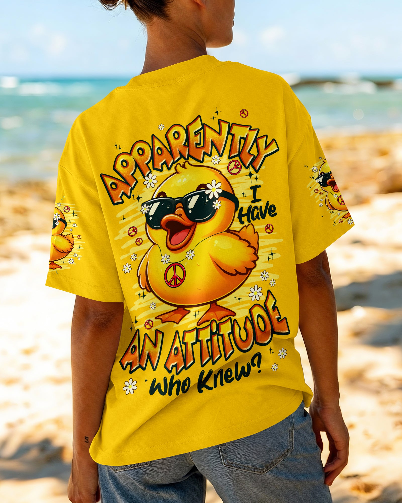 APPARENTLY I HAVE AN ATTITUDE WHO KNEW DUCK ALL OVER PRINT - TYPQ2302261