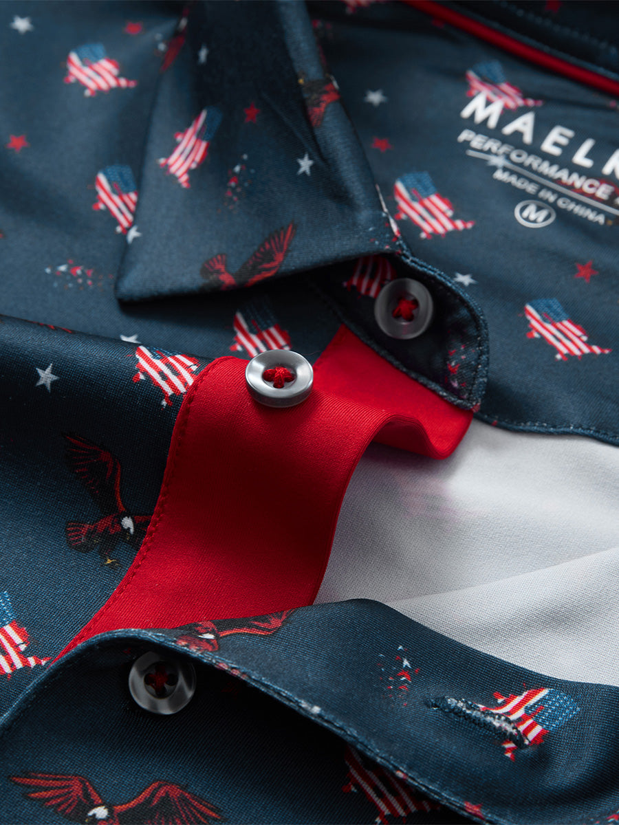 Swing in Style: 4-Way Stretch Performance Printed Golf Polo
