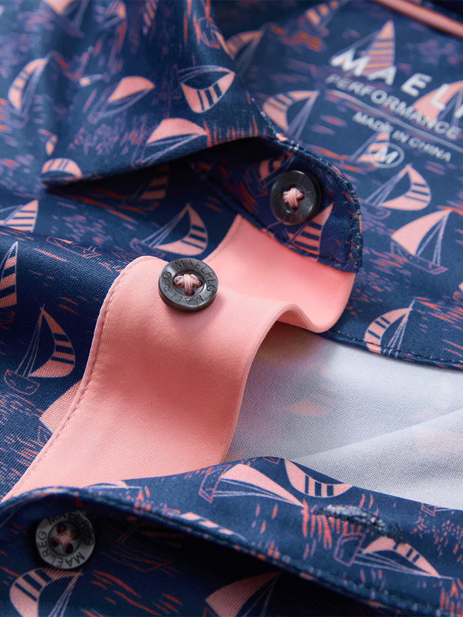 Swing in Style: 4-Way Stretch Performance Printed Golf Polo