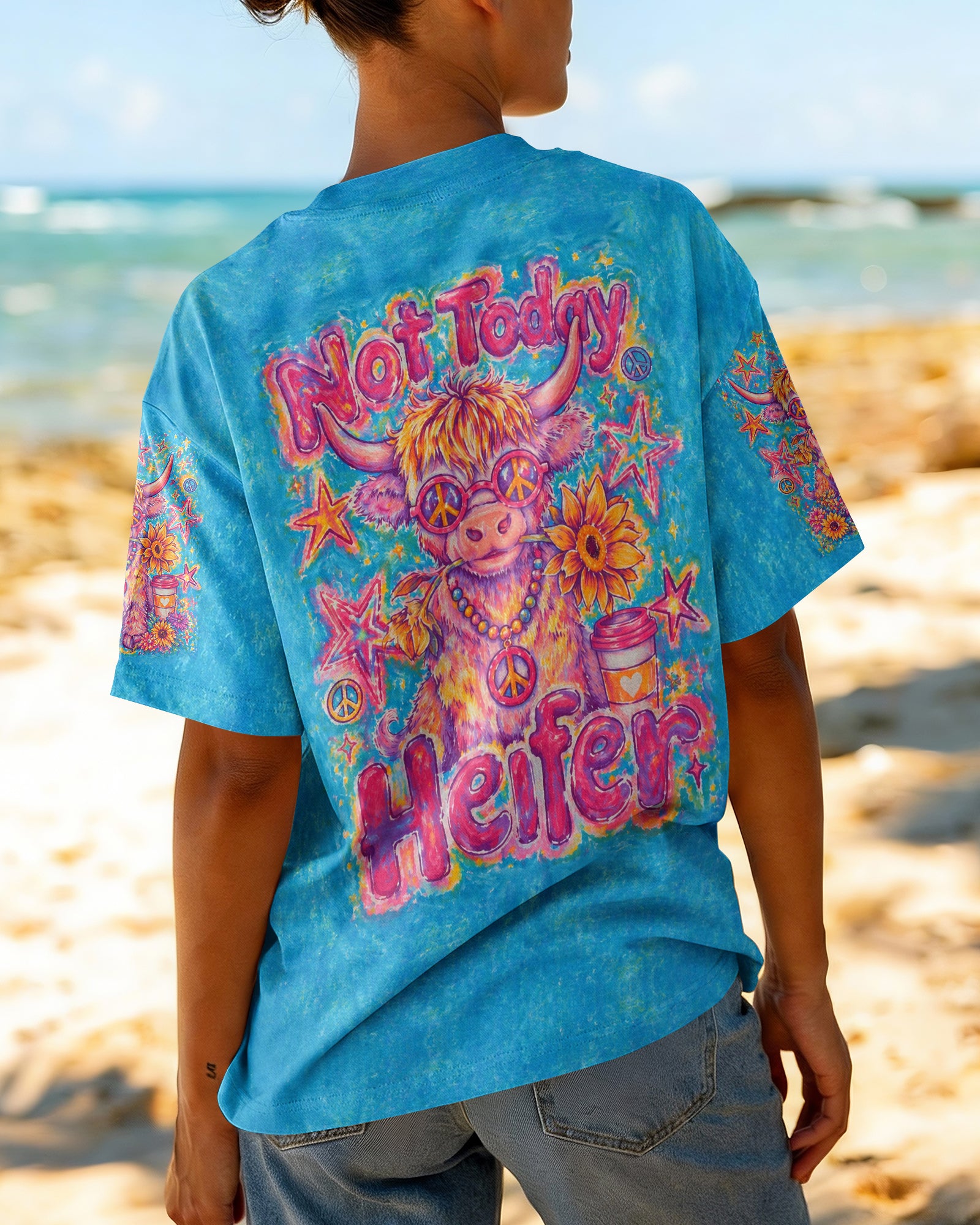 NOT TODAY HEIFER HIGHLAND COW PEACE ALL OVER PRINT - KMTM1507263