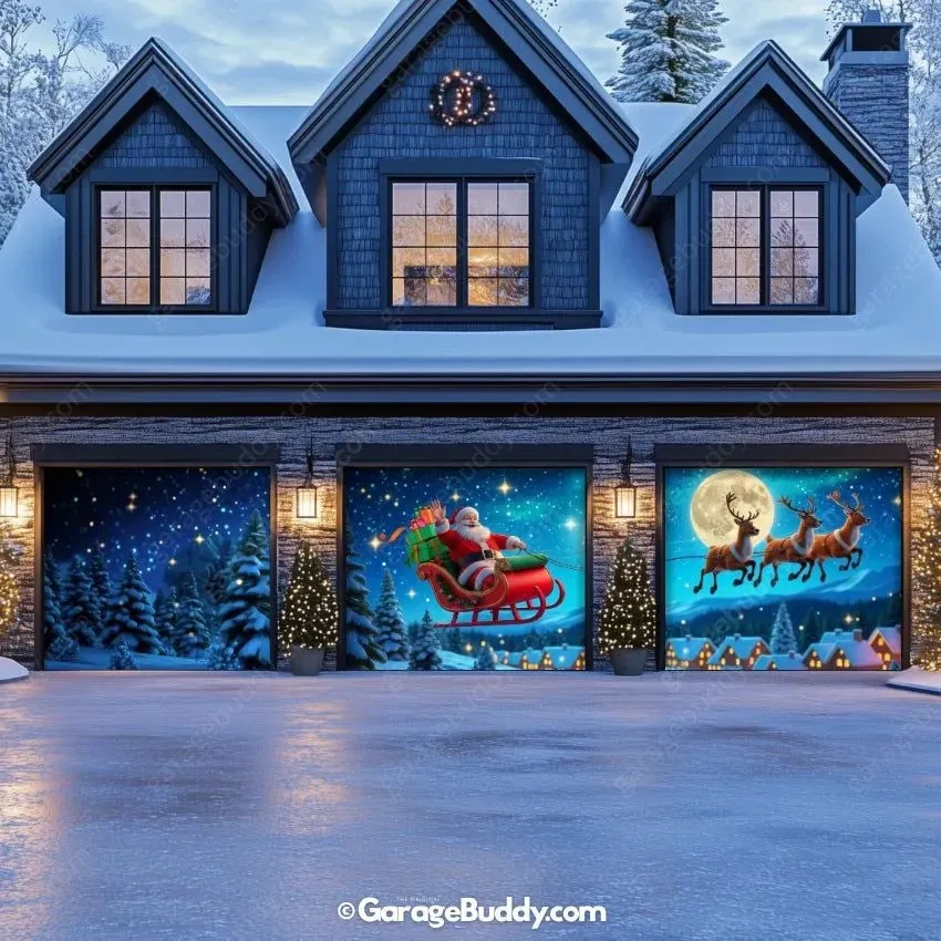 Garage Buddy | Santa's Flight | Christmas Garage Door Cover