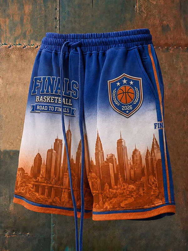 Men's New York City Basketball Finals Print Casual Shorts