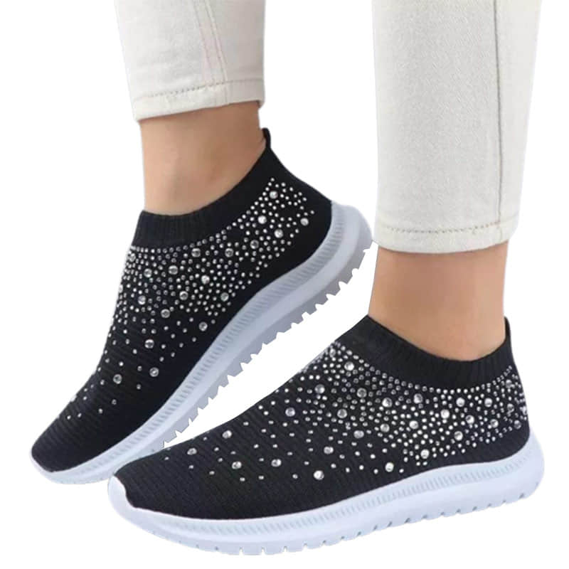 Grishay Women's Crystal Breathable Slip-On Walking Shoes