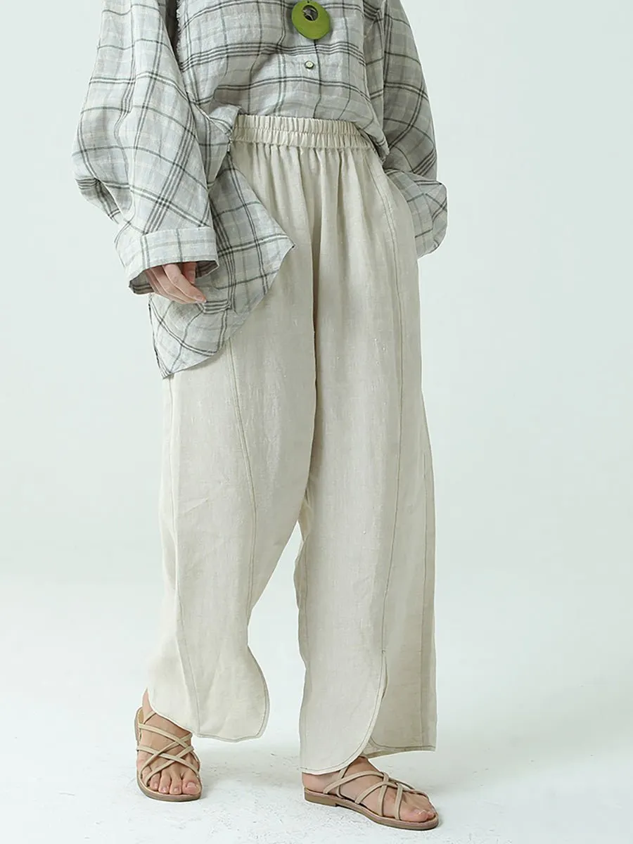 Women's Cotton Linen Loose Wide Leg Pants