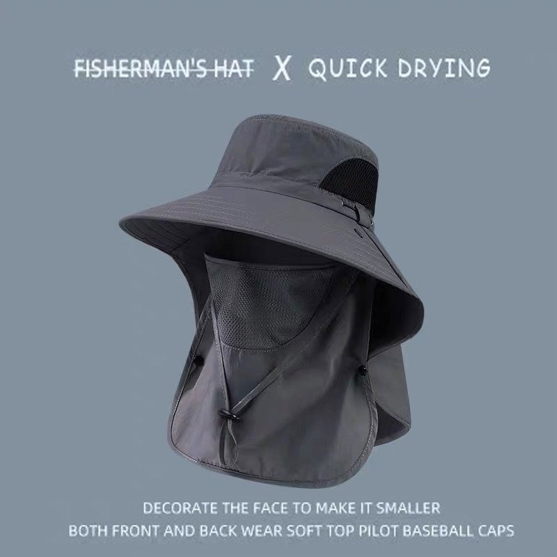 Wide Brim Sun Protection Hat with Removable Face&Neck Flap Cover for Men Women