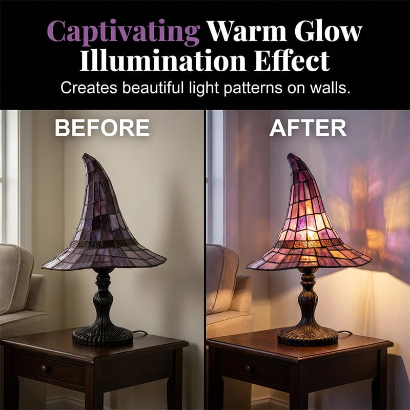 ✨Limited Edition 50% OFF🧙‍♀️ Stained-Resin Witch Hat Lamp – Enchanting Gothic Ambient Light