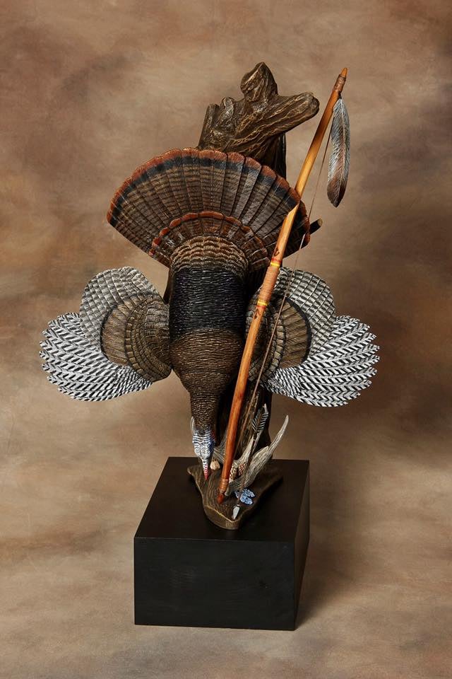 Miniature Wild Turkey Carved Hanging Ornament