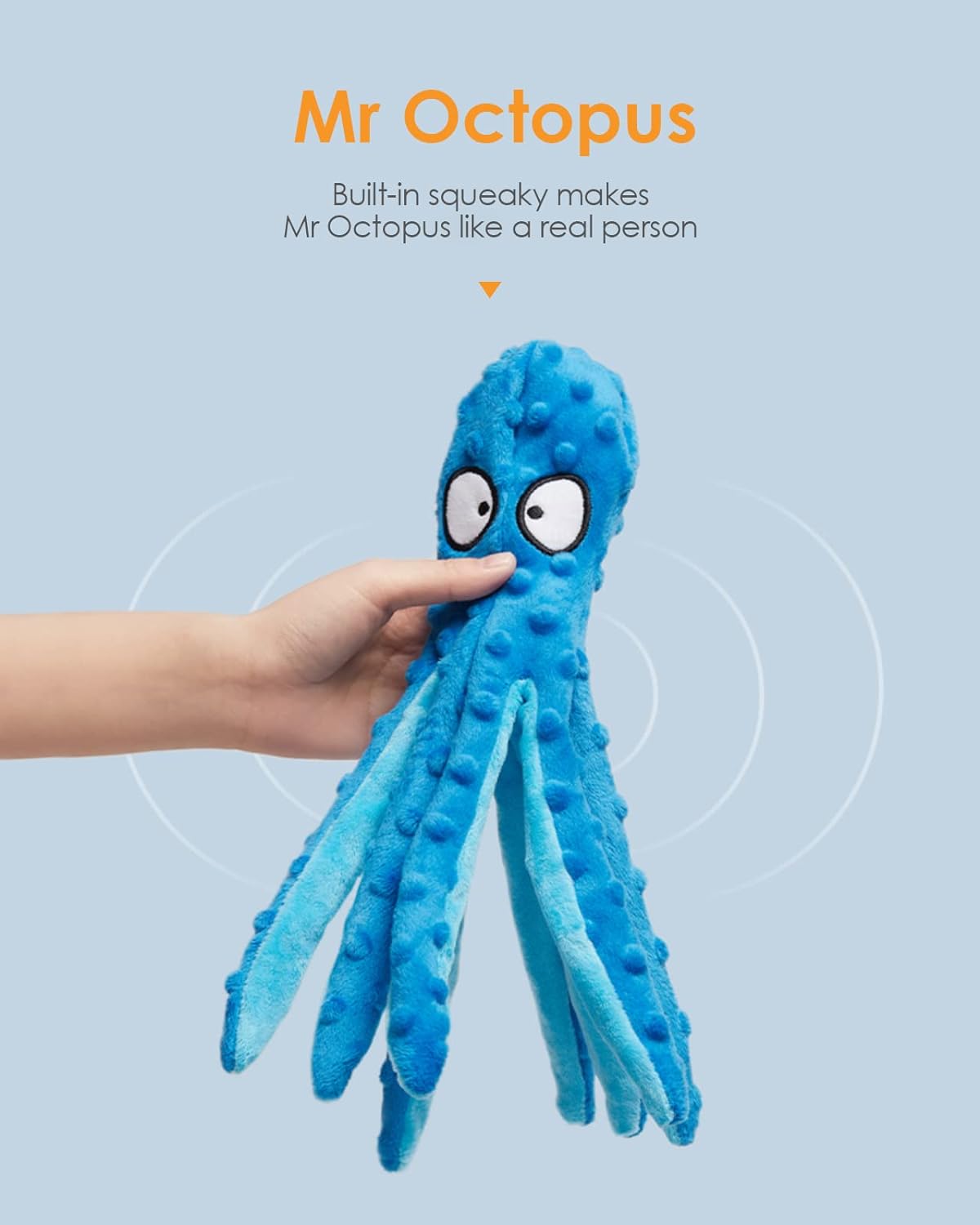 Squeaky Dog Toys, Octopus No Stuffing Crinkle Plush Dog Toys to Keep Them Busy, 2 Pack