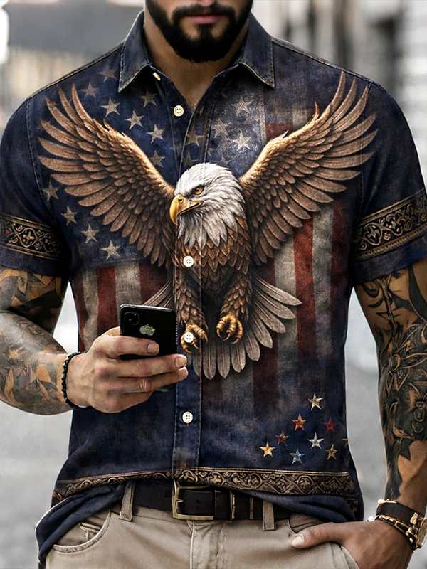 **American Flag Retro Tee: Bald Eagle Art Print for Patriotic Pride**