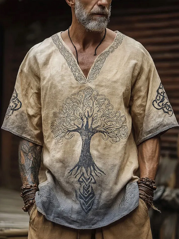 Men's Tree Of Life Art Print V Neck T-Shirt