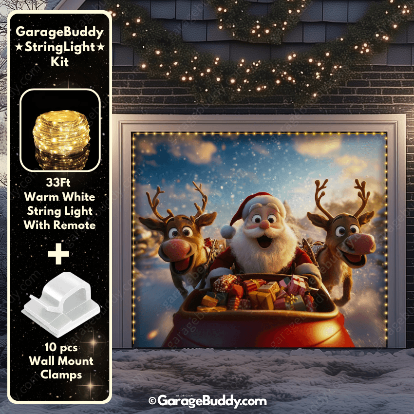Garage Buddy | Santa & Reindeers | Christmas Garage Door Cover