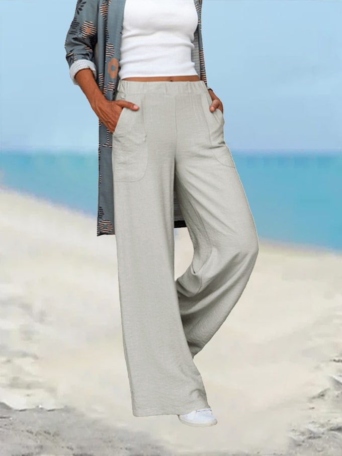 Women's Loose Casual Side Pocket Wide Leg Pants