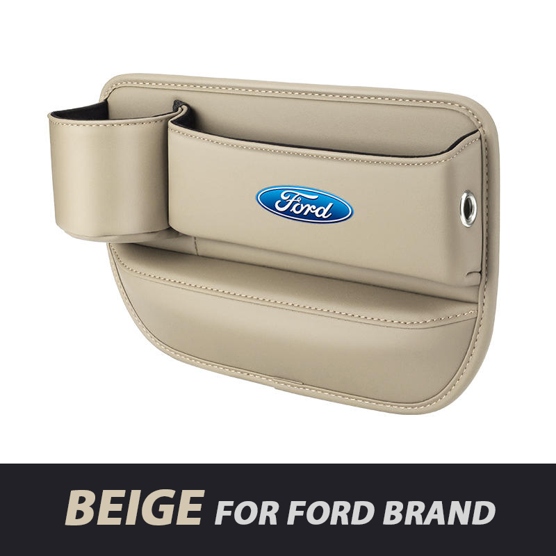 Azemov📣50% OFF Hot Sale! 🔥Exclusive Logo Leather Car Seat Storage Box With Water Cup Holder
